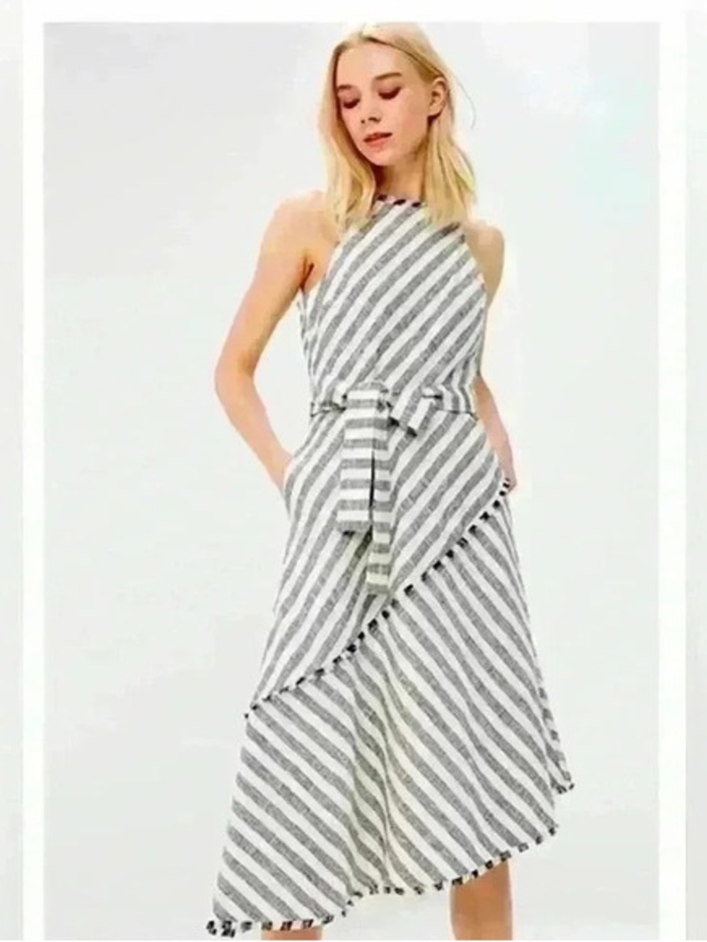 Banana Republic Blue and White Striped Asymmetrical Maxi Dress. 4 Tall